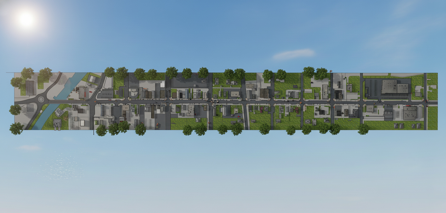 Full street aerial rendering